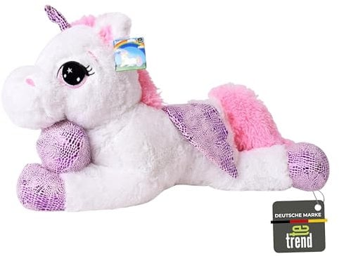TE-Trend Flauschiges Stoffeinhorn 60 cm - perfektes Plüscheinhorn für kuschelige Stunden & magische Abenteuer - Zauberhaftes Kuscheleinhorn - Einhorn-Kuscheltier für kreative unvergessliche Momente