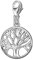 Clever Schmuck Silberner Damen Charm Anhänger kleiner Lebensbaum Ø 14 mm glänzend schlicht teils offen Sterling Silber 925 in Geschenkfaltbox