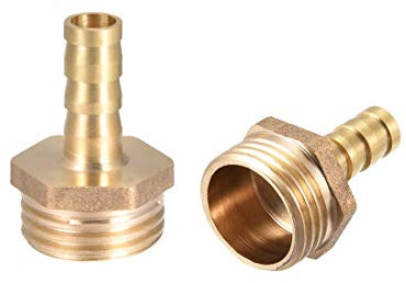 sourcing map 2 Stück Schlauchtülle Messing Schlauchanschluss Schlauchverbinder Widerhaken Rohr Stecker Adapter Schlauchadapter 8mm Widerhaken x G1/2 Außenrohr