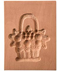 Springerle-Model Blumenkorb, Holz Form Birnbaum, Backform für Anisgebäck, ca. 6,5 x 9 cm
