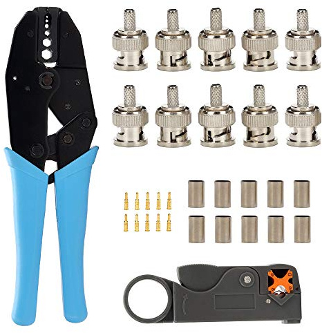 TLS.eagle BNC RG58 - Pinza crimpatrice e crimpatrice per RG58/RG59/RG6 confezione da 10