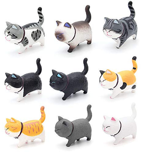 Bemodst Auto Verzierungen Katze Fahrzeug Innendekoration Kätzchen Katze Figuren Geschenke Autoaccessoires (Cool Color)