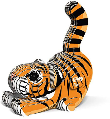 EUGY 650012 Tiger, 3D Tier-Puzzle für Kinder und Erwachsene zum Zusammenbauen, DIY Tierfigur, Bastelset ab 6 Jahren