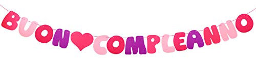 MEJOSER Festone Buon Compleanno Multicolore Striscione Bandiera Banner Ghirlanda Addobbi Decorazione Casa Festa Compleanno in Italiano (Rosa Viola)