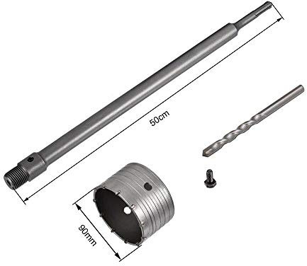Kovalmax® FRESA A TAZZA 90 MM PER MURO CEMENTO ASTA PROLUNGA 50 CM PER TRAPANO ATTACCO SDS PLUS
