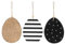 MACOSA DJ3705 Deko-Hänger Osterei Holz 3er Set Frühlingsdekoration Osterdeko Osterhänger Oster-Dekoration Hängedeko Frühling Ostern Osterdekoration Ei