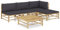 vidaXL Gartenmöbel 5-TLG. mit Dunkelgrauen Kissen Garten Garnitur Sitzgruppe Sofa Gartensofa Gartenset Sitzgarnitur Lounge Mittelsofa Ecksofa Fußhocker Bambus