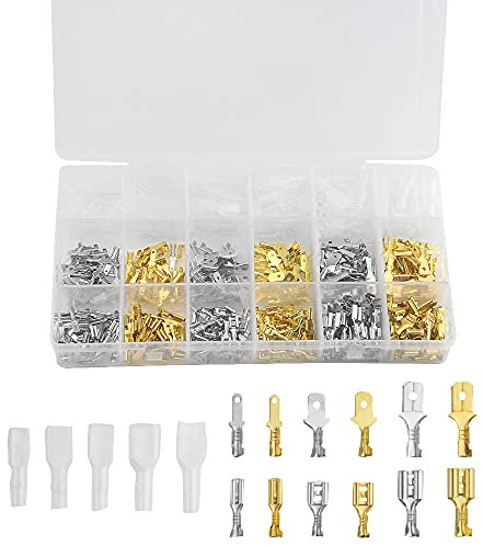 WMYCONGCONG 540 PCS 2.8/4.8/6.3mm Quick Splice Male and Female Wire Spade Connector Wire Crimping Terminal Block with Insulating Sleeve Assortment Kit for Electrical Wiring Car Audio Speaker