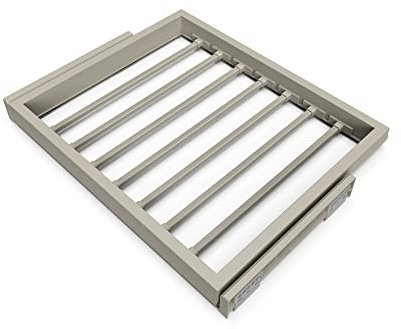 Emuca - Bausatz 7 Hosenstangen und Führungsrahme mit sanft schließenden für Schränkee, Modul 600mm, regulierbare, Steingrau lackiert
