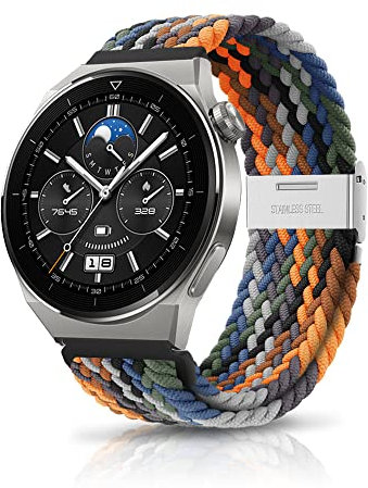 ZoRoll 22mm Armband für Huawei Watch GT 5 46mm/GT 5 Pro/GT 4/Ultimate/Buds, Geflochtenes Einstellbar Nylon Ersatzband für Huawei Watch 5 46mm/4 Pro/4/3 - Bunt