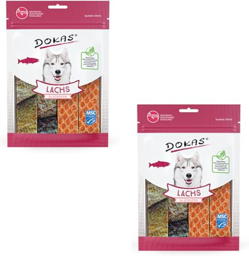 Dokas Dog LACHS in Streifen für Hunde - Doppelpack - 2 x 100g