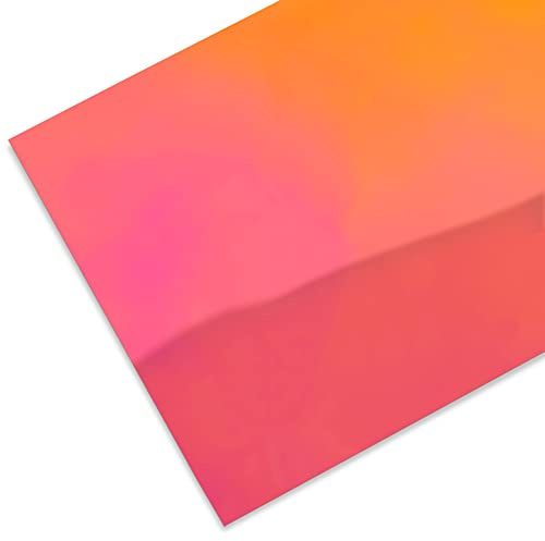 Modulor Polystyrol Spiegel, 1 mm dick, 50 x 100 cm, Pink/Gelb Irisierend | Schlagfestes verspiegeltes Polystyrol mit Brandstoffklasse B2; geeignet für Spiegelflächen in Bad, Küche etc.
