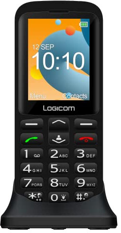 Logicom - Mobile Double Sim Le Posh XL, écran 2.4’’, avec Bouton SOS dans Le Dos, mémoire 32 Go, Batterie de 800 mAh, autonomie jusqu'à 10,5 Jours en Veille, avec Une Fonction Torche, Noir - Posh_XL
