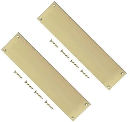 TERF® 300mm X 75mm Traditional Type Victorian Finger Plate Light Polished Brass 300mm X 75mm (12'' X 3'') Door Push Plate Finger plate Including Fixing Screw - Pack of 2