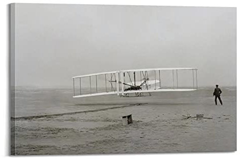 Schwarz-Weiß-Dokumentar-Fotografie-Poster Wright Brüder Wilbur Wright und Orville Wrights Fi Poster Dekorative Malerei Leinwand Wandposter und Kunstdruck Moderne Familie Schlafzimmer Dekor Po