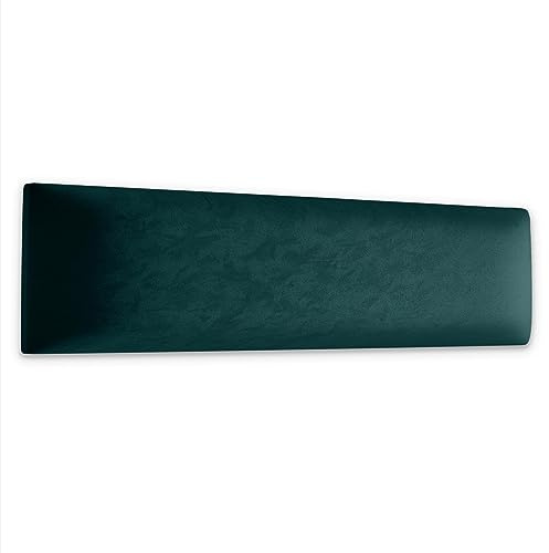 Muralo Wandkissen Gepolstert, Samt, Wandpolster - 60x20 cm, Türkis | Wandpaneel, ideal als Bettkopfteil oder Lendenkissen - für Schlafzimmer und Wohnzimmer, einfache Anbringung mit Montagekleber
