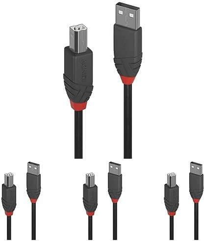 LINDY 36673 2m USB 2.0 Typ A an B Kabel, anthra Line Anthrazit (Packung mit 4)