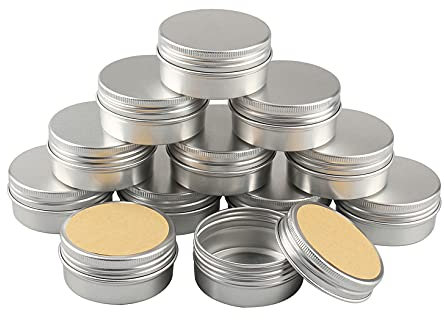 BPZXL 100 Pièces 50ml Rond Pots en Aluminium Argent Cosmétique Bougie Aluminium Vides Pots de Voyage pour Baume à lèvres avec Étiquette