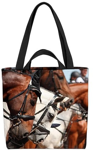 VOID Pferde Reiter Reitsport Tasche 33x33x14cm,15l Einkaufs-Beutel Shopper Einkaufs-Tasche Bag