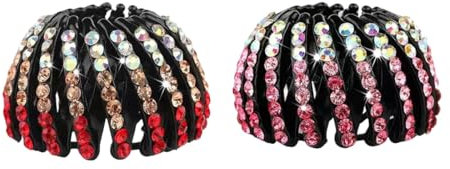 XIKSJW Lot De 2 Bandeaux À Cheveux Pince À Cheveux Automatique En Forme Nid D'Oiseau Support De Queue De Cheval Boucles Barrettes De Cheveux Rétractables Pour Femmes Filles