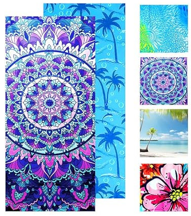 JAODFK Strandtuch Mikrofaser Beach Towel Badetuch Sandfrei XXL Schnelltrocknend Strandhandtuch Damen Groß Strandtücher Sommer Zubehör Handtuch Strand Mädchen Geschenke für Damen 180 * 80 Lila Datura