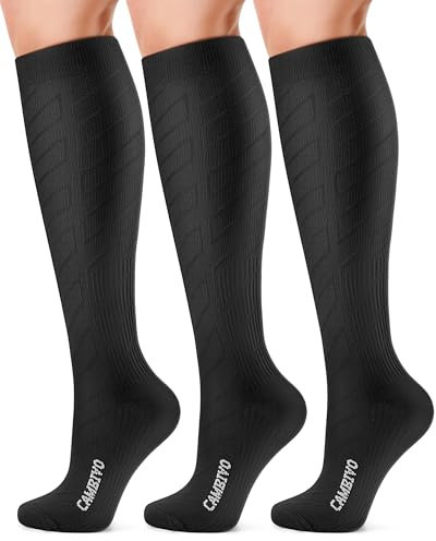 CAMBIVO 3 Paar Kompressionsstrümpfe Herren Damen, Stützstrümpfe, Compression Socks, Kompressionssocken, Thrombosestrümpfe für Erholung, Laufen, Reise, Flug, Shifahren, Alltag