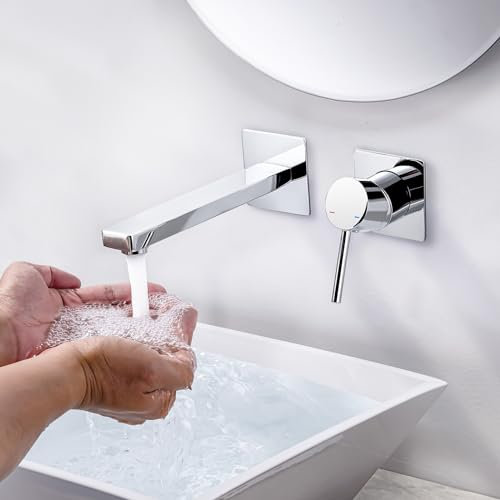 ARCORA Wasserhahn Bad Unterputz, Unterputz Armatur Waschbecken aus Kupfer 2 Loch Waschtischarmatur Unterputz mit abnehmbarem Luftsprudler Wasserhahn Bad für Badezimmer Waschtisch