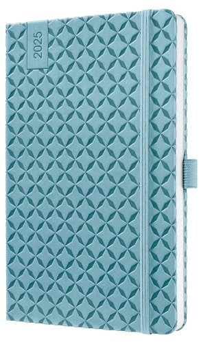 SIGEL J5113 Wochenkalender 2025 A5, Jolie, hellblau, Hardcover, Gummiband, Stiftschlaufe, Einstecktasche, 174 Seiten, vegan, Buchkalender, Terminplaner