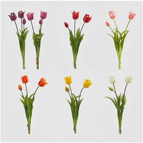 EDG - Enzo de Gasperi Tulip Olis aus Kunstgummi, künstliche Blume zur Dekoration H48 cm 7 Variationen (1 Stück) Viola Scuro