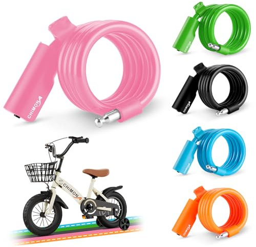 CHIMONA Fahrradschloss Kinder, 120CM Kabelschloss für Kinder mit Halterung, Farbenfrohes Kinder Fahrradschloss, Tragbar Kinder Schloss für Fahrrad, Scooter, Motorrad, Roller, Babywagen bike cable lock