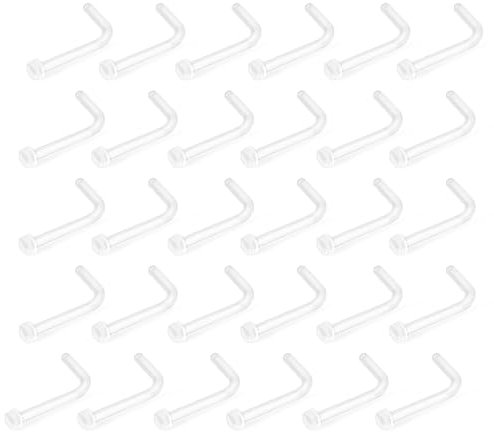 30 pcs 20G L-förmige Klare Piercing Retainer aus Kunststoff für NasePiercing Retainers Flexible Retainers Durchsichtiges Piercings Nase Nostril Plastik-Piercings Platzhalter Kunststoff Piercing für OP