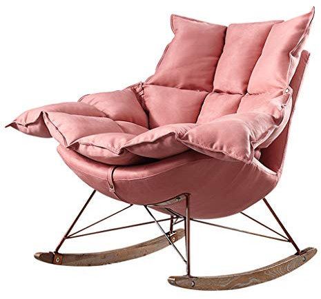 KLNBV Schaukelstuhl aus Eisen, Liegestuhl, Liegestuhl, Esszimmerstuhl, Sonnenliege, Sofastuhl, Gartenbalkon, Relaxsessel, Stuhl für Schwangere, Urlaub, Schlafsessel, Business-Empfangsstuhl, rosa
