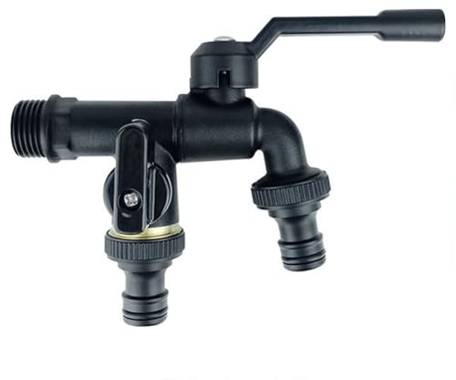 Robinet Exterieur Jardin Noir Robinet Jardin Double Sortie Laiton Double Sortie Robinet Exterieur 1/2 Pouces,Applique Robinet Exterieur,Noir