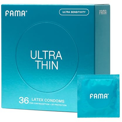 FAMA 0.04mm Ultra Thin Condoms, pH-Balanced, Lubricated Condoms 36 Count