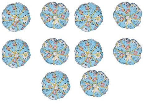 10 Stück Nadelkissen-Ringe, Kürbis-Design, Finger-Nadelkissen, Nadelhalter mit Gummiband, Handarbeits-Nadelhalter, Blumenmuster, Nähen, Nadelkissen, Fingerring-Nadelkissen