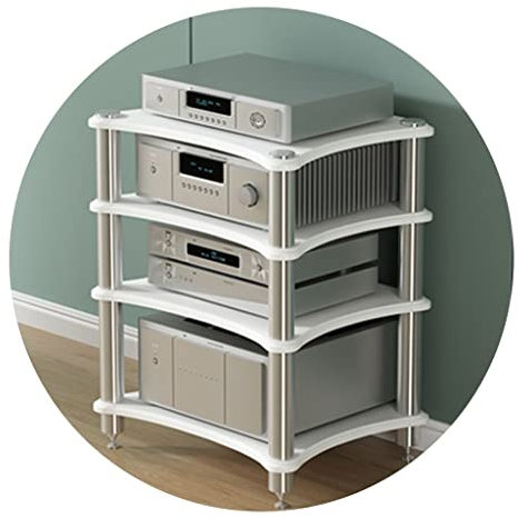 Meuble TV à 4 niveaux pour amplificateurs et haut-parleurs Blanc 60 x 48 x 85 cm