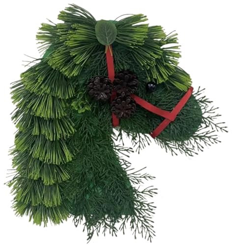 Weihnachten,40 cm Weihnachtskranz Haustür, Kunstpflanzen Deko, Pferdekopf, Weihnachts Pferdekopf, Hängekranz Für Fenster, Bauernhaus Dekoration
