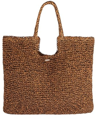 Roxy Strandtasche für Damen, Reisen, Urlaub, Stroh, leicht, atmungsaktiv, Coconut Pie - Anthrazit, Einheitsgröße, Strandtasche, Reisen, Urlaub, Stroh, leicht, atmungsaktiv