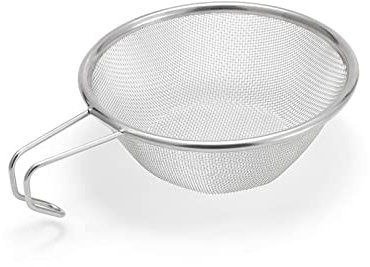 Colador de metal – Mini colador de acero inoxidable de malla fina | Colador de alimentos para té suelto, colador de metal pequeño y resistente para pasta, huevos cocidos y más