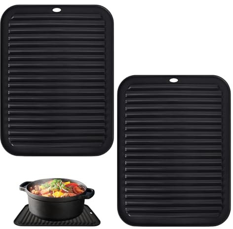 Sottopentola Silicone Set di 2, Presine da Cucina in Silicone, Multiuso per Asciugatura Sottopentola,Proteggi Padelle,Resistente al Calore Fino A 230 °C,per Padelle Calde, Piastre,Teglie Da Forno