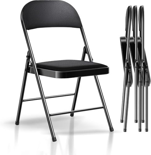 Asdsed Klappstühle 4er Set, Hochbelastbare Klappstuhl Gepolstert, Vormontiert, 204KG Tragkraft, Metall-Klappstuhl für Innen- und Außenbereich, Veranstaltungen, Büro, Garten, Schlafzimmer