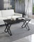 EMIDECO Table Basse Milano Effet Marbre Noir 100x60 cm – Pieds Croisés Métal Noir avec roulettes ou Patins – Plateau Rectangulaire Design Moderne