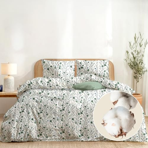 Dreamzie Bettwäsche 155x220 Baumwolle 3-teilig - Floral - 1 Bettbezug 155x220 + 2 Kissenbezug 80x80 - Bettwäsche-Set mit Reißverschluss - Oeko-Tex - Pflegeleicht & Bedruckt