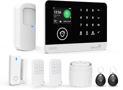 Système d'Alarme pour la Sécurité de la Maison, Système d'Alarme de Sécurité de la Maison Intelligente, Kit de 8 Pièces pour la Sécurité des Personnes âgées et des Enfants, Alerte Téléphonique