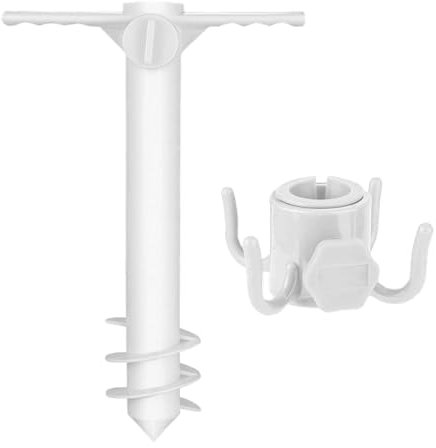 Yplkm Piquets de Parasol de Plage, Tiges de Fixation pour Ombrelle Extérieure avec Crochet, Accessoire Anti-Vent pour Bord de Piscine Plage Camping Pêche Pique-Nique Jardin