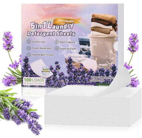 Waschmittel Blätter Lavendel, Universal Waschmittelblätter, Laundry Detergent Sheets, Waschmaschinen Blätter ohne Chemie, Waschblätter für die Waschmaschine -100 Waschgänge (50 Blätter)