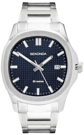 Sekonda Octaire Mens Analogue Watch 40mm dial | 50 Metres Water Resistance, mineral glass crystal, double lock safety clasp, date display, ion-plated case