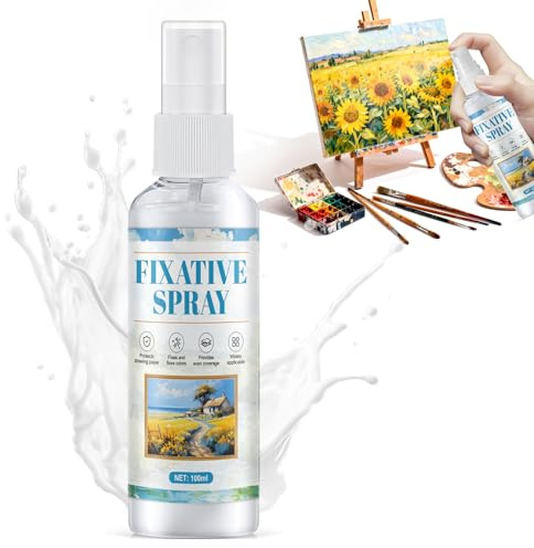 NoxGule Fixativ Spray, Fixierspray Pastellkreide, Fixativ Spray für Pastellkreide, für Bleistift, Kohle und Pastellzeichnungen, Wasserdicht, Schnelltrocknend, Farbfixierendes Spray, 100ml
