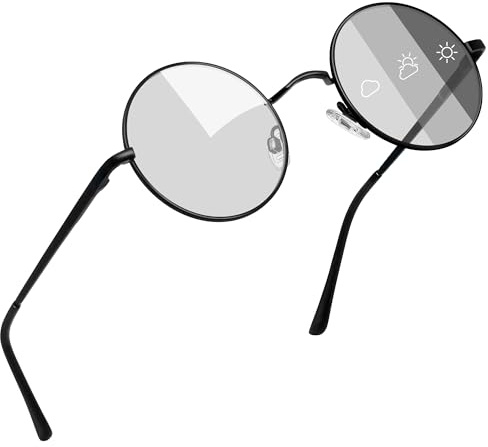 Joopin Klassische Rund Sonnenbrille Herren Polarisierte Retro Hippie Brille | Leichtmetall-Kleinrahmen, 30° Flex-Scharnier, UV400, Schmale, Steampunk, Unisex, Verspiegelte, Festivals, Partys, Halloween