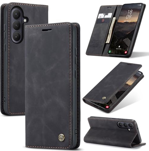 Azororo Handyhülle für Samsung Galaxy S26 Plus 5G Hülle Premium Lederhülle Flip Case Magnet Tascher Kartenfach Standfunktion Klapphülle Schutzhülle für Samsung Galaxy S26 Plus, Schwarz